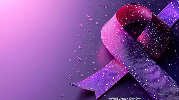 Photo purple awareness ribbon for world cancer day awareness gradient lavender background