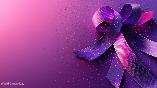 Photo purple awareness ribbon for world cancer day awareness gradient lavender background