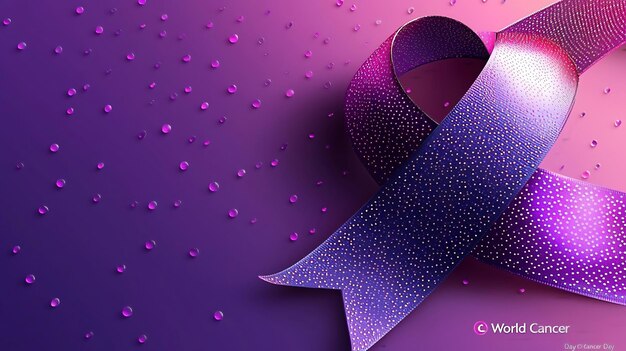 Photo purple awareness ribbon for world cancer day awareness gradient lavender background