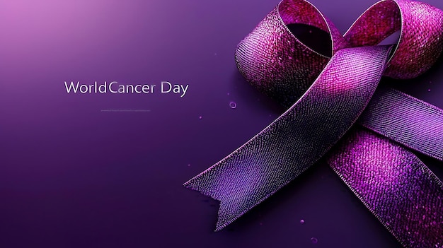 Photo purple awareness ribbon for world cancer day awareness gradient lavender background