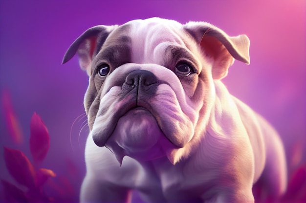 A purple background with a bulldog on it.