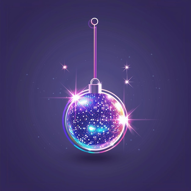 Photo a purple background with a christmas ball and stars