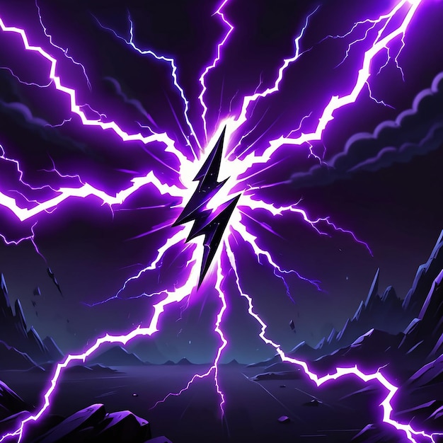 a purple background with a lightning bolt and a purple background