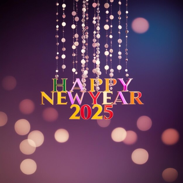 a purple background with a picture of a happy new year