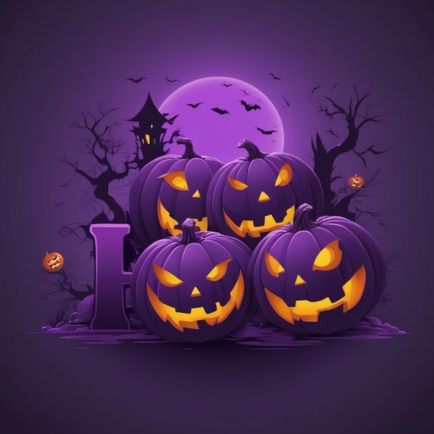 a purple background with a pumpkins with the number 1 on it