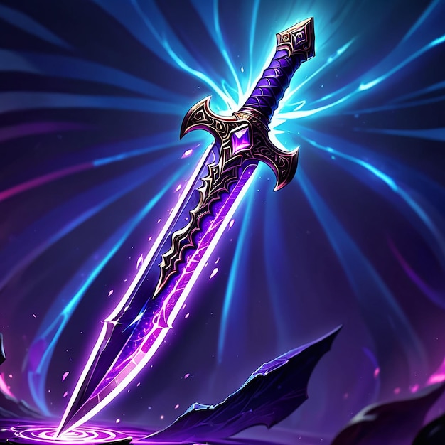 a purple background with a purple background with a purple sword