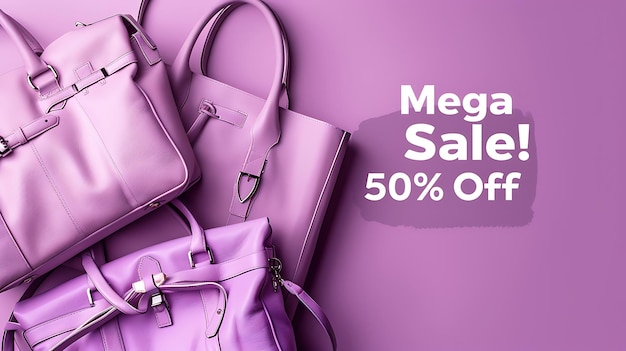 a purple background with a purple bag that says super sale  off