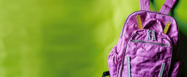 Photo a purple backpack with a purple strap that says  backpack