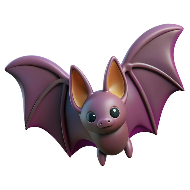 a purple bat with a purple face and black eyes