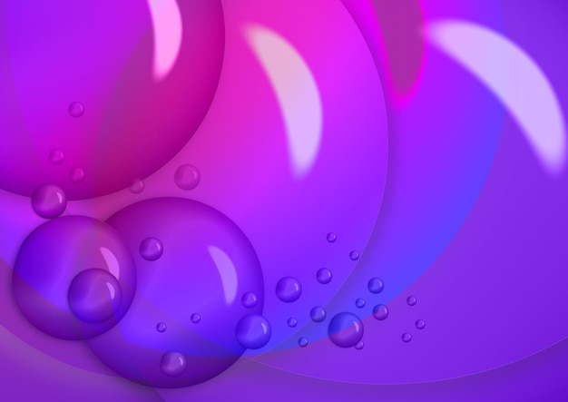 Purple big and and small bubble water drops