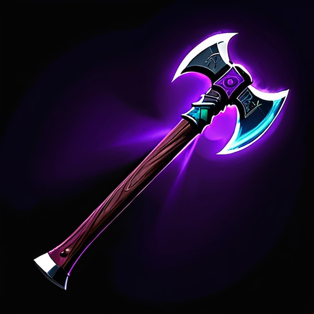 a purple and black background with a purple and red sword