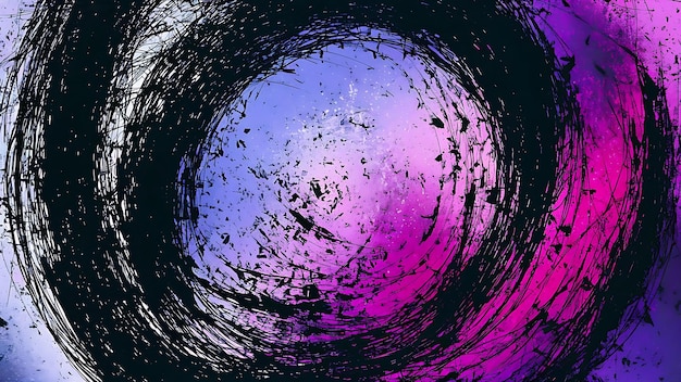 a purple and black circle is surrounded by water