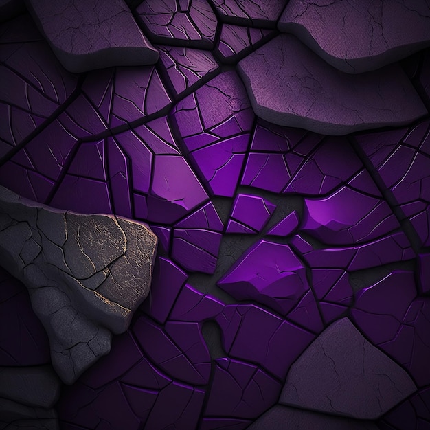 A purple and black cracked wall with the word broken on it.