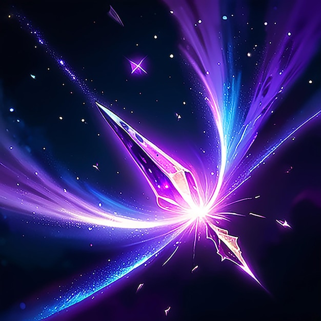 a purple and blue background with a purple star and stars