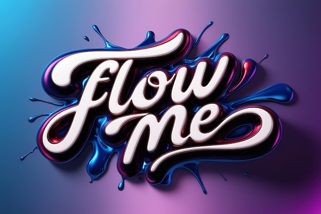 Photo a purple and blue background with the word flow me