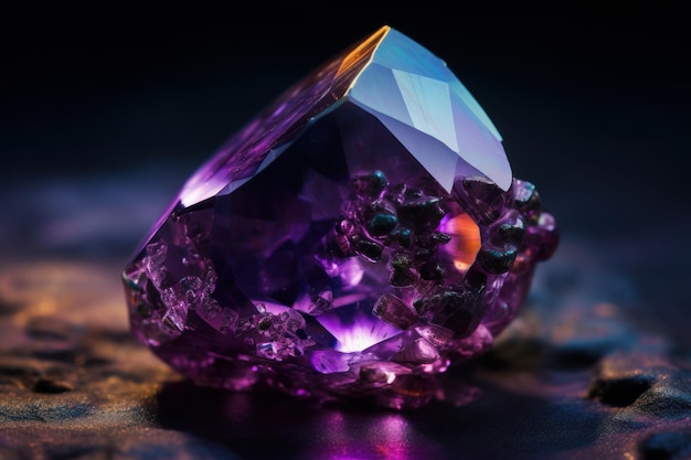 Purple and blue crystals on a black background