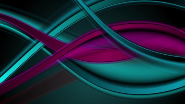 Purple and blue glowing shiny waves abstract elegant design