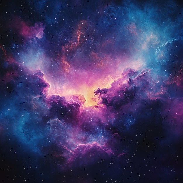 Photo purple and blue nebula with scattered white stars