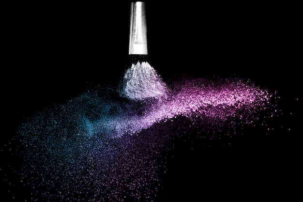 purple and blue ocean cosmetic powder spreading 