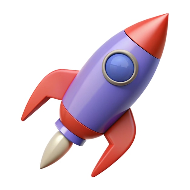 a purple and blue rocket with a blue circle on the front