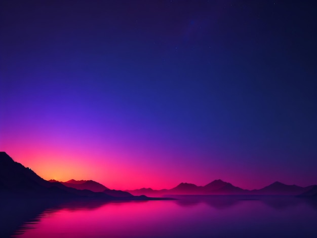 A purple and blue sky with mountains background wallpaper