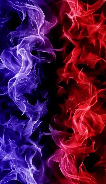 purple and blue smoke with the red and blue colors