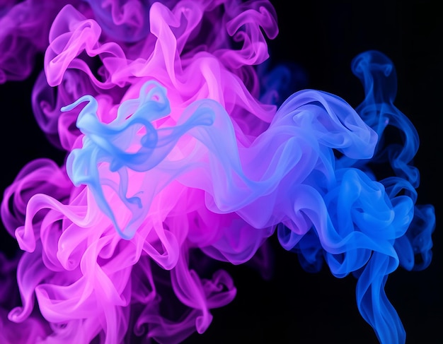 purple and blue smoke with the word  blue  in the middle