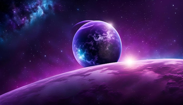 Purple and blue space background with a purple background and the word galaxy