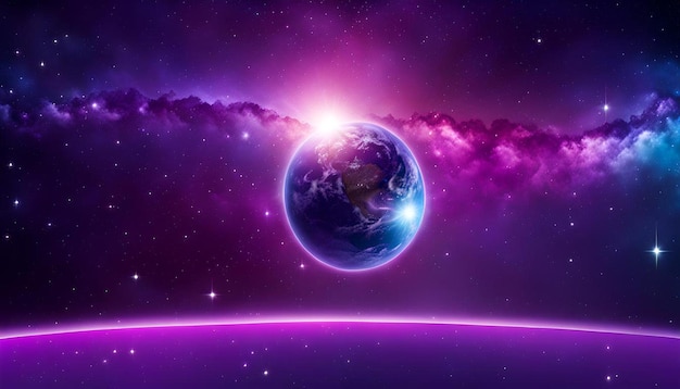 Purple and blue space background with a purple background and the word galaxy