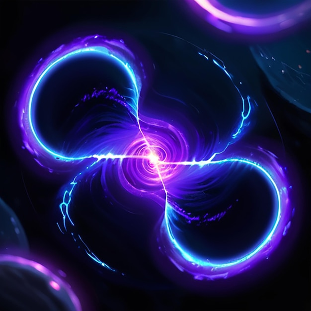 a purple and blue spiral is shown with a purple and black background