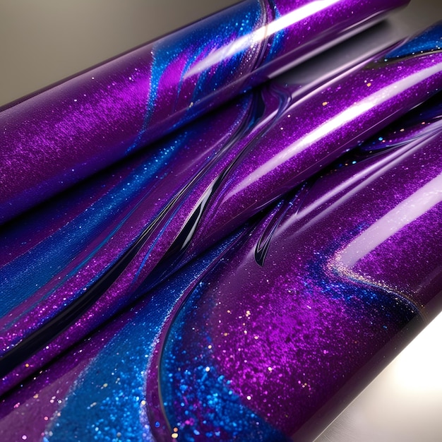 a purple and blue tube of glitter with a purple background