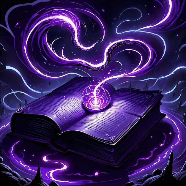 Photo a purple book with purple lights and a purple heart on the top