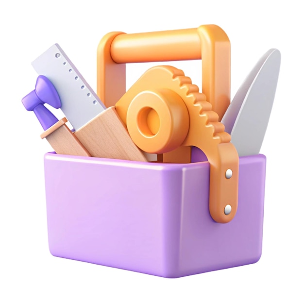 a purple box with a knife and a knife in it