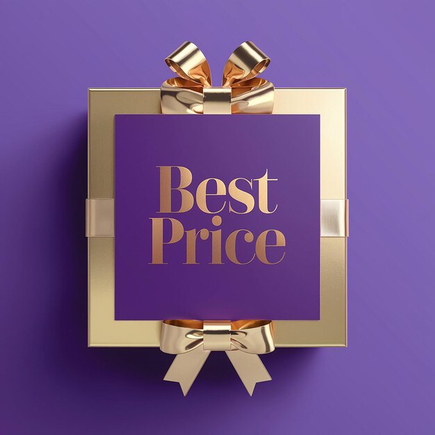 a purple box with the word best price on it