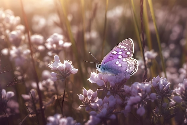 Purple butterfly on a flower Generative AI