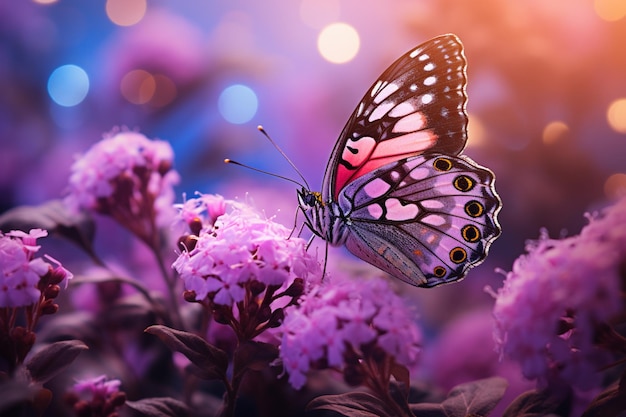 Purple butterfly on lavender flowers