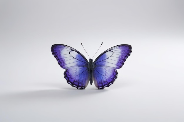 purple butterfly with black wings on white background with shadow