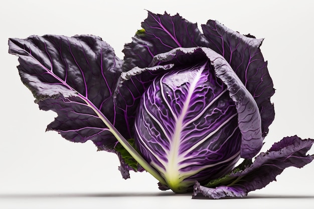 A purple cabbage is on a white background.