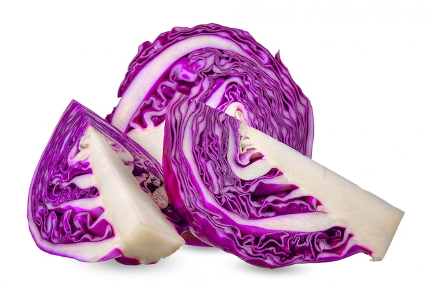 Purple cabbage isolated on white background