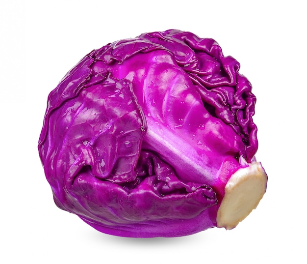 Purple cabbage isolated on white clipping path