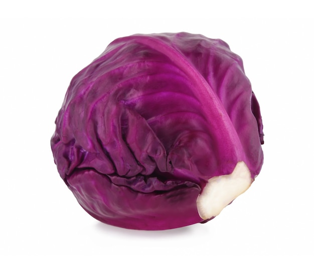 Purple cabbage on white surface