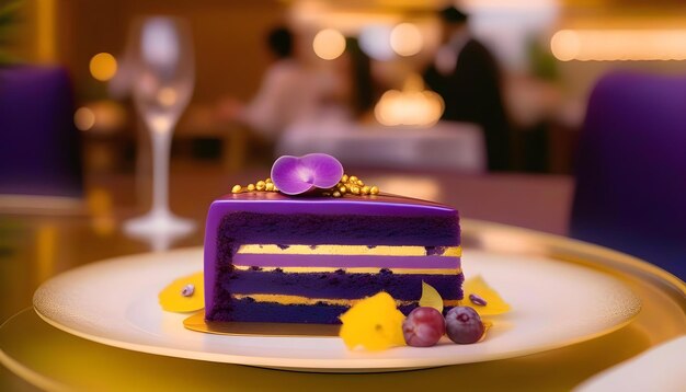 Photo a purple cake with a purple berry on the top