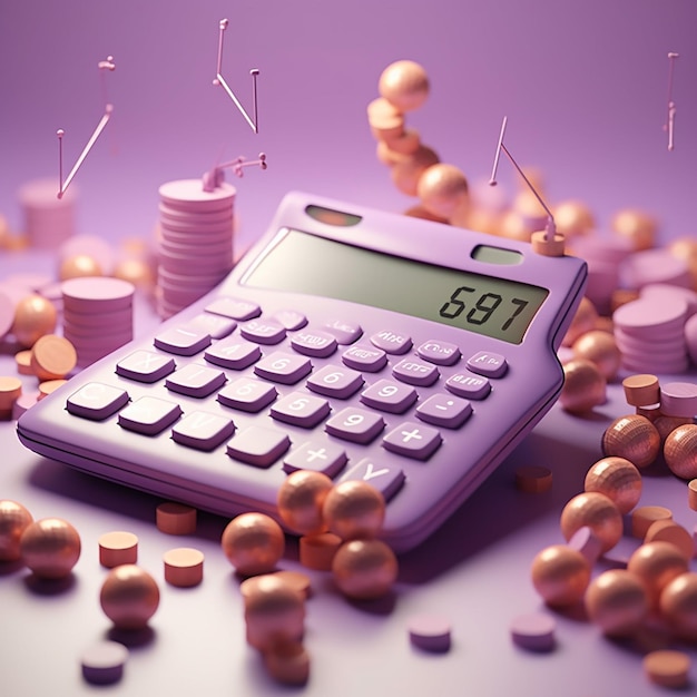 A purple calculator with the number 687 on it