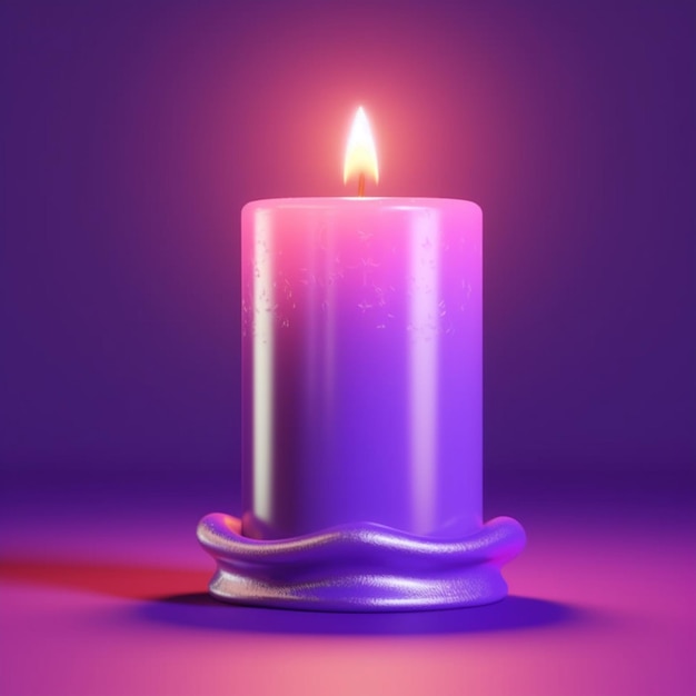 Purple candle flame isolated clay cartoon AI Generated