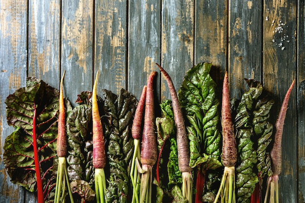 Purple carrot with chard