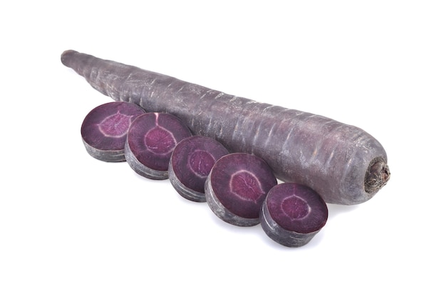 Purple carrots isolated on white