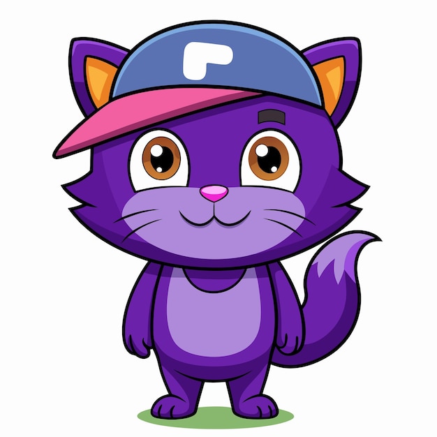 Photo a purple cat with a blue cap on it