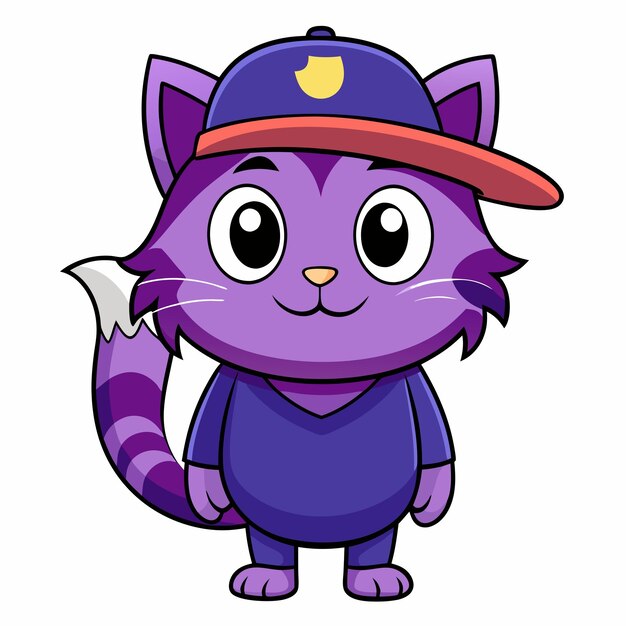 Photo a purple cat with a hat that says police on it