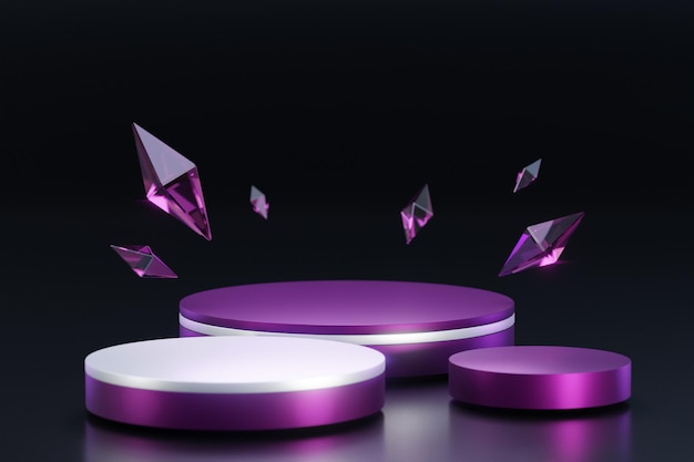 Photo purple circle crystal podium 3d render