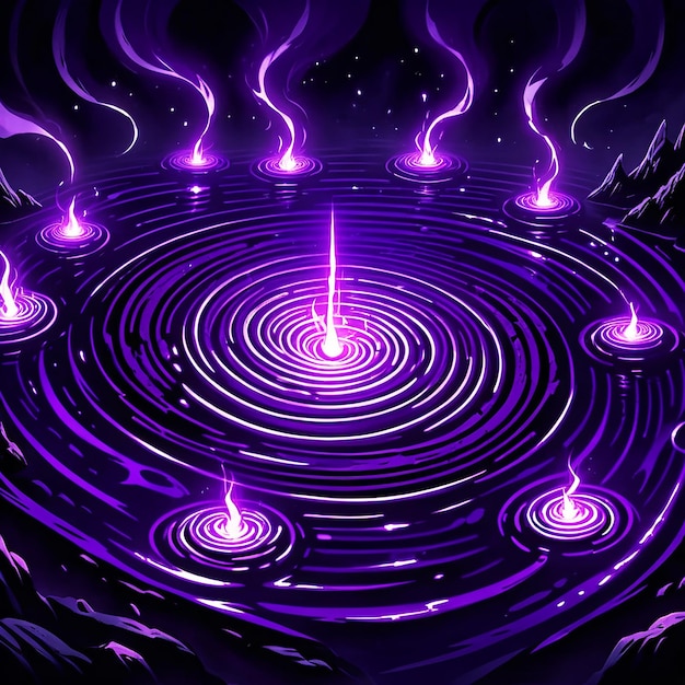 Photo a purple circle with purple and purple water and purple lights